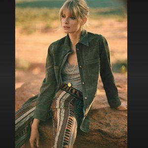 NWT Anthropologie Suede Shirt Jacket Moss